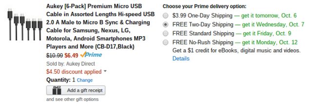 Fotografía - [Offre Alerte] acheter un ensemble de 6 Aukey charge rapide MicroUSB 2.0 Câbles Amazon pour 6,50 $ 4,50 $ Après coupon de réduction